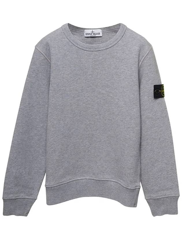 Kids Organic Cotton Fleece Sweatshirt Grey Melange - STONE ISLAND - BALAAN 3