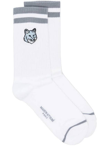 Cotton Blend Socks White Grey - MAISON KITSUNE - BALAAN 1