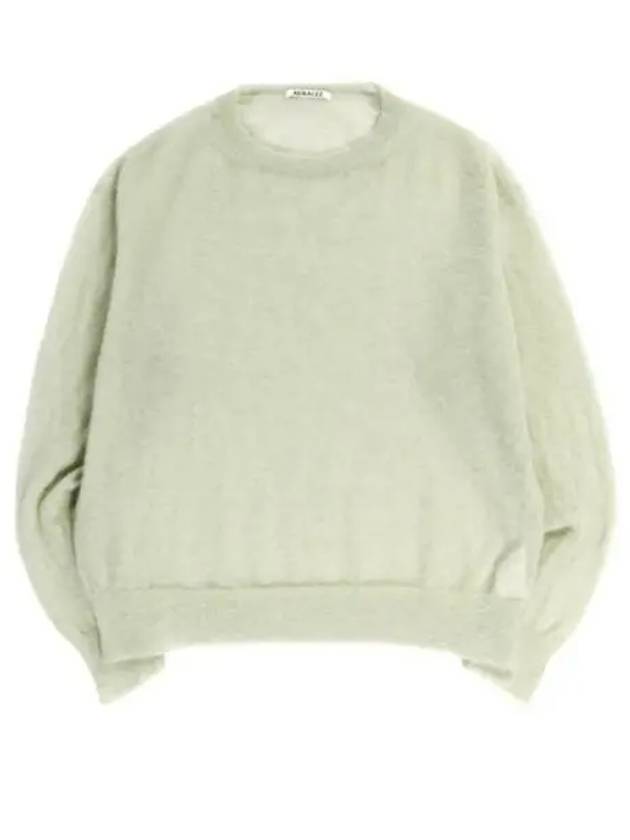 24 KID MOHAIR SHEER KNIT PO DARK LIGHTGREEN A24SP02FG pullover - AURALEE - BALAAN 1