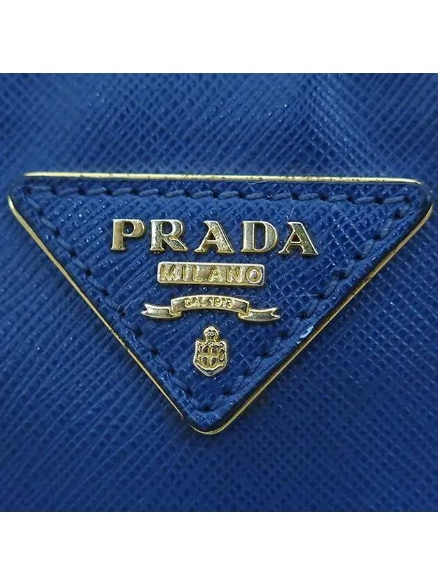 BN1844 Blue Saffiano Lux Tote Bag with Gold Logo Decoration - PRADA - BALAAN 4