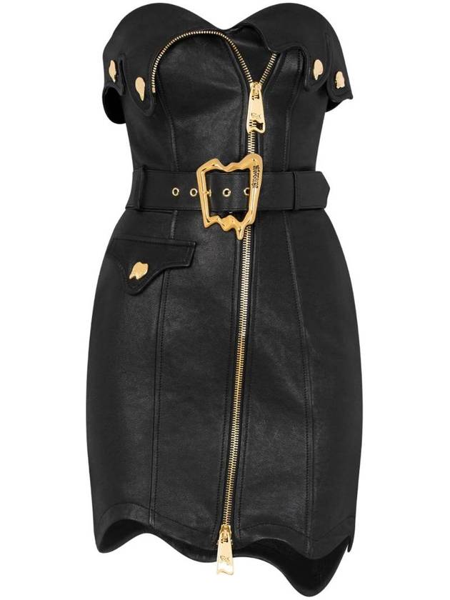 Strapless Leather Mini Dress A37055470 - MOSCHINO - BALAAN 1