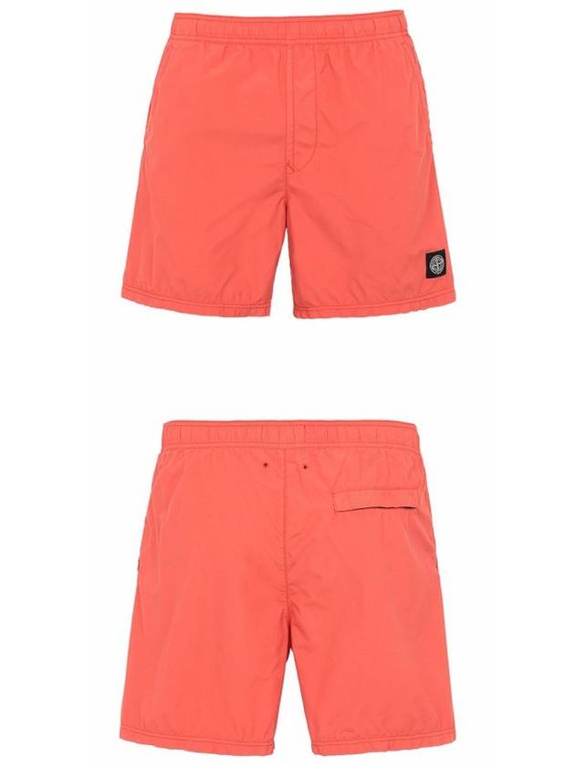 Logo Patch Brushed Nylon Swim Shorts Orange - STONE ISLAND - BALAAN 5