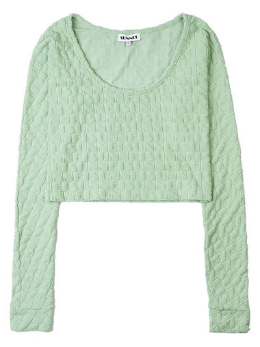 Women's Jacquard Crop Long Sleeve T-Shirt Green - SUNNEI - BALAAN 1