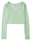 Women's Jacquard Crop Long Sleeve T-Shirt Green - SUNNEI - BALAAN 10