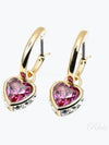 Chroma Drop Heart Earrings Gold Red - SWAROVSKI - BALAAN 2