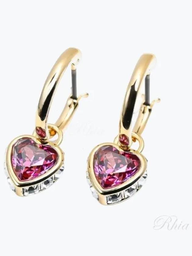 Chroma Drop Heart Earrings Gold Red - SWAROVSKI - BALAAN 2