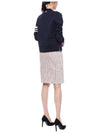 Women's Textured Striped Cotton Tweed Button Placket H Line Skirt - THOM BROWNE - BALAAN 7