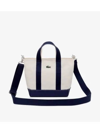 Summer pack cross tote bag natural navy - LACOSTE - BALAAN 1