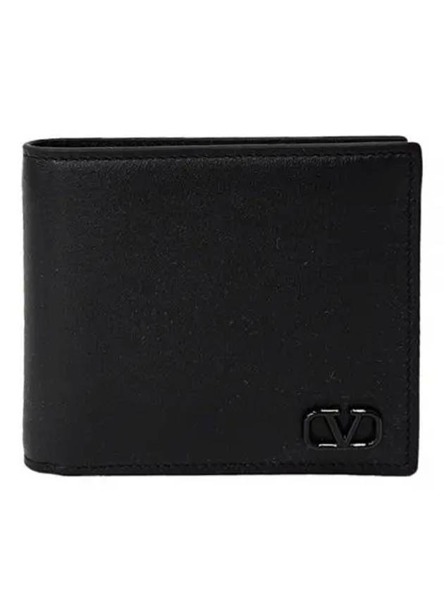 Valentino Logo Signature Calfskin Half Wallet Black - VALENTINO - BALAAN 2