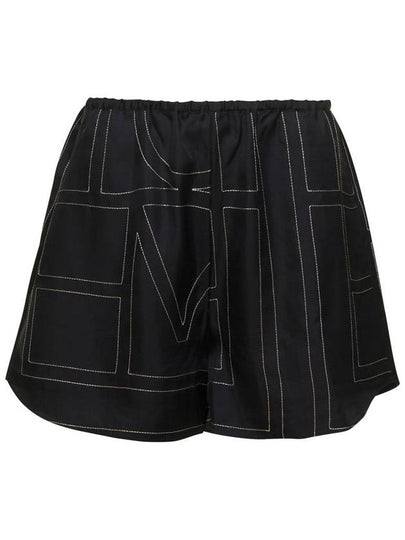 Monogram Silk Pyjamas Shorts Black - TOTEME - BALAAN 2