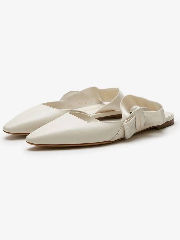 Leather Slingback Flat White - SALVATORE FERRAGAMO - BALAAN 3