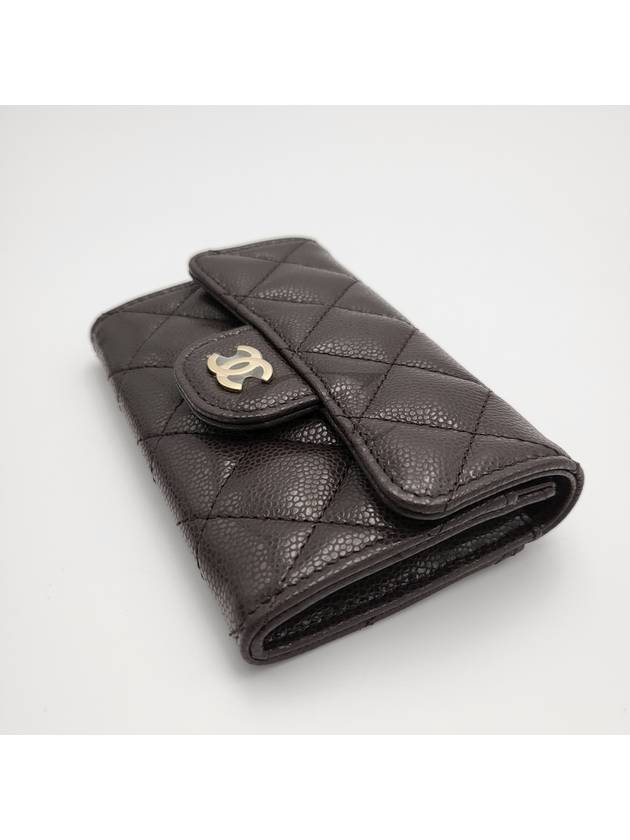 Classic flap wallet snap card dark brown gold AP0214 - CHANEL - BALAAN 6