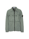 Brushed Organic Cotton Overshirt Jacket Sage Green - STONE ISLAND - BALAAN 2