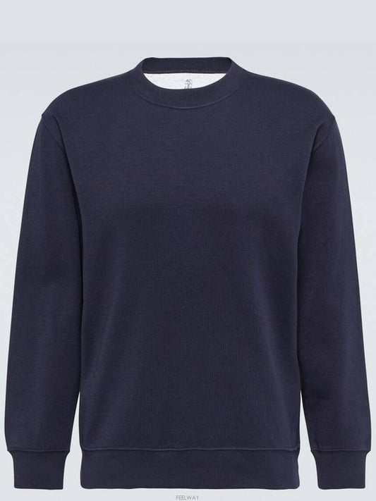 Cotton Jersey Sweatshirt Navy - BRUNELLO CUCINELLI - BALAAN 2