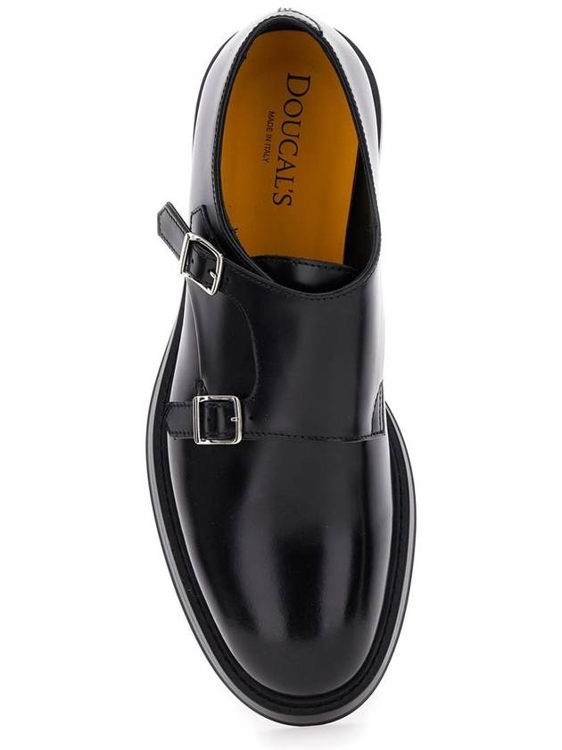 Black Monks Shoes With Double Buckle In Smooth Leather Man - DOUCAL'S - BALAAN 4