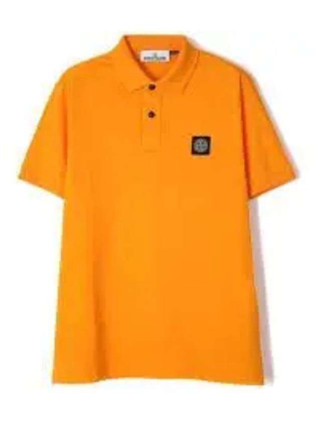 Men's Logo Patch Cotton Polo Shirt Orange - STONE ISLAND - BALAAN 2