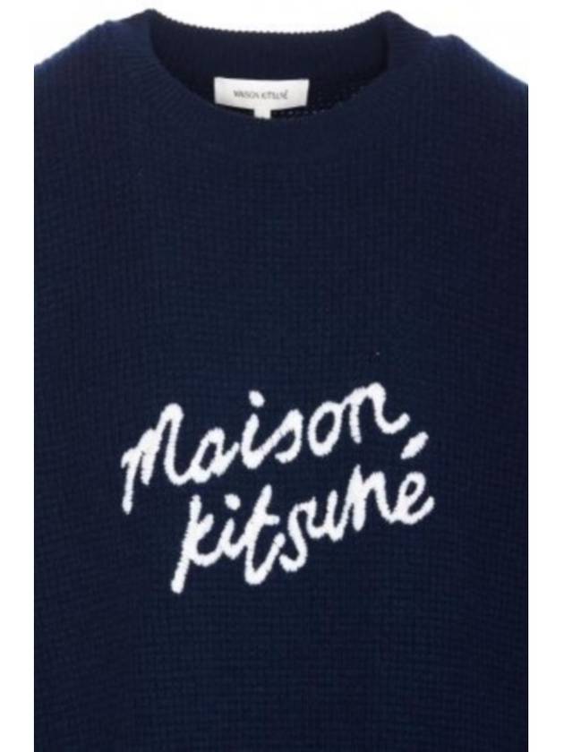 Embroidered Logo Wool Knit Top Ink Blue - MAISON KITSUNE - BALAAN 2