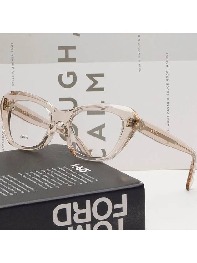 Glasses frame CL50112I 057 Beige transparent cat eye horn - CELINE - BALAAN 2