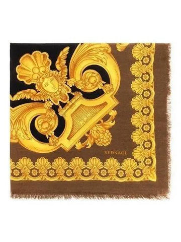 Women s Brown Bar LOAKE Lock Scarf Muffler Gold 1001596 1A06390 - VERSACE - BALAAN 1