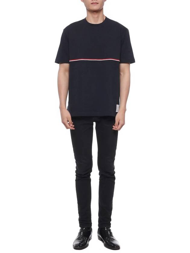 Midweight Jersey Short Sleeve T-Shirt Navy - THOM BROWNE - BALAAN 4