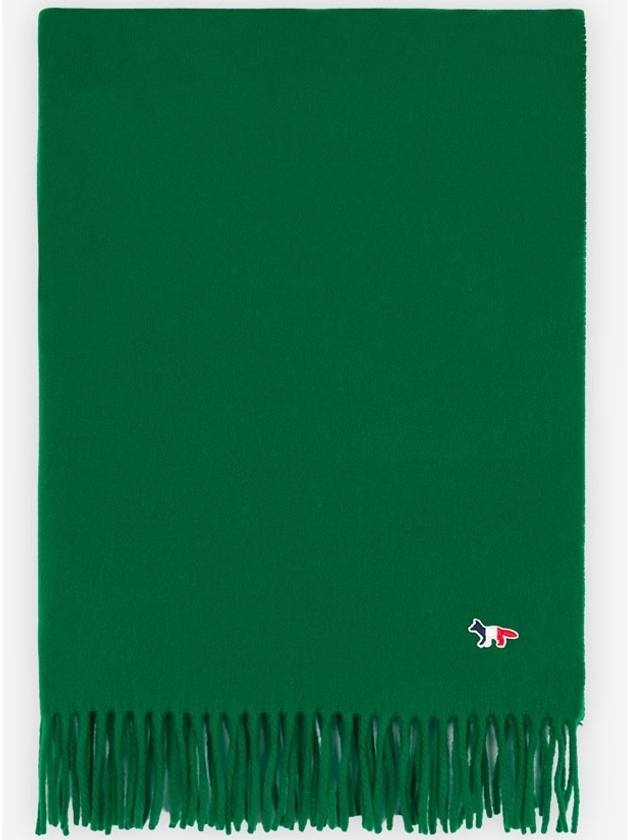 Small Tricolor Fox Wool Muffler Green - MAISON KITSUNE - BALAAN 3