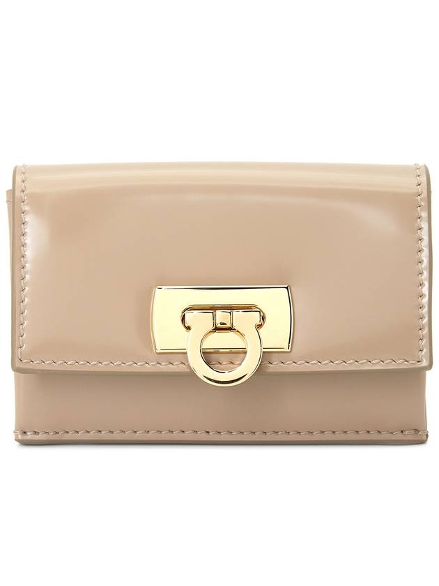 Women's Logo Closure Card Wallet Beige - SALVATORE FERRAGAMO - BALAAN 2