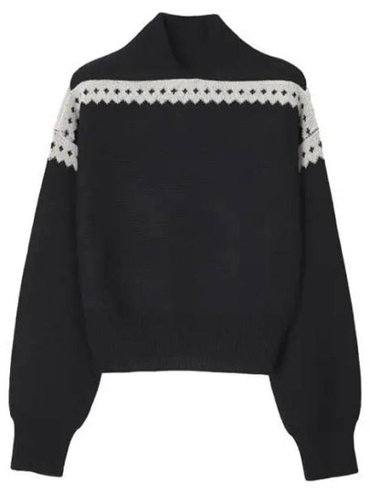 Contrast Trim Effect Knit Top Black - SAINT LAURENT - BALAAN 2