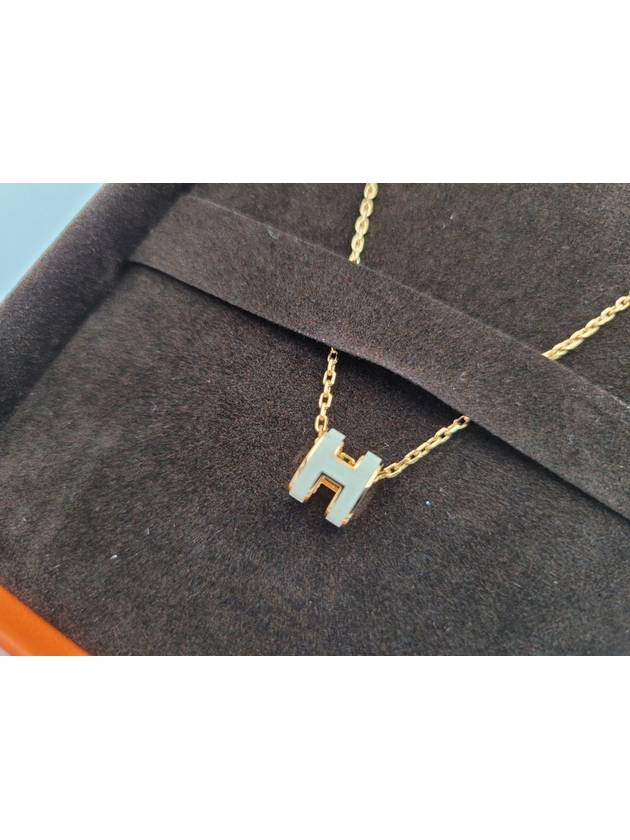 Mini Pop H Pendant Necklace Gold Blanc White - HERMES - BALAAN 4