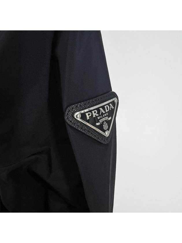 Triangle logo women s windbreaker jacket navy size 38 - PRADA - BALAAN 5