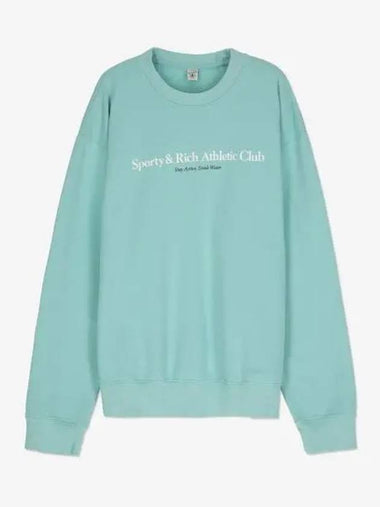 Athletic Club Crew Neck Sweatshirt Aqua White - SPORTY & RICH - BALAAN 1