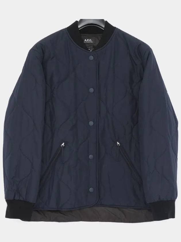 Camilla Logo Quilted Bomber Jacket Navy - A.P.C. - BALAAN 3