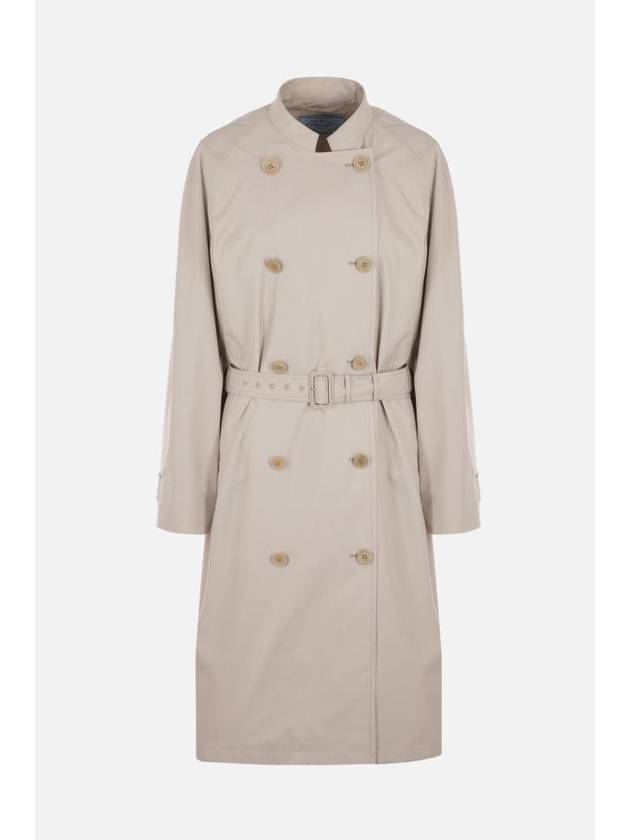 P600QH Logo Canvas Double Trench Coat - PRADA - BALAAN 1