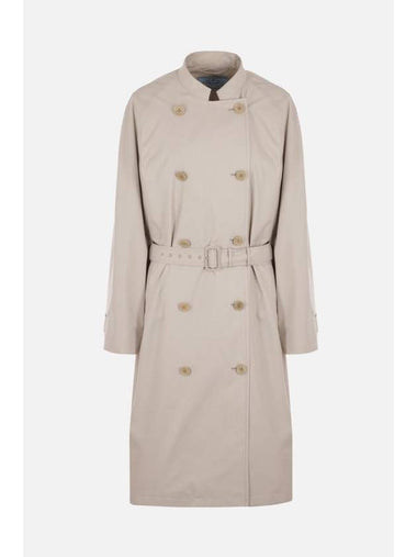 P600QH Logo Canvas Double Trench Coat - PRADA - BALAAN 1