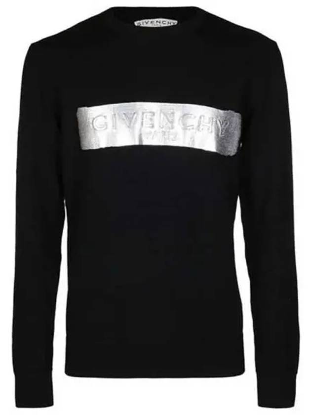 Band Logo Patch Crew Neck Knit Top Black - GIVENCHY - BALAAN 2