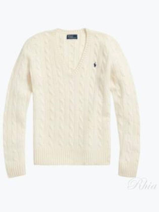 Kimberly Embroidered Logo Pony Cable Knit Top Cream - POLO RALPH LAUREN - BALAAN 2