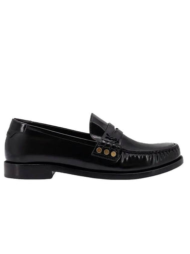 Monogram Penny Leather Loafer Black - SAINT LAURENT - BALAAN 1