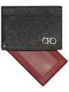 Double Gancini Leather Card Wallet Black - SALVATORE FERRAGAMO - BALAAN 4