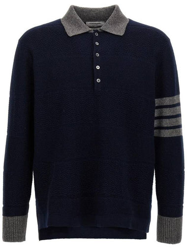 4-bar Striped Knit Top Navy - THOM BROWNE - BALAAN 1