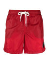 Men's Logo Patch Drawstring Swim Shorts Red - MONCLER - BALAAN.