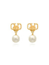 Valentino 5W2J0E36 UXM 0O3 J0E36 Garavani V logo pearl drop earrings - RED VALENTINO - BALAAN 1