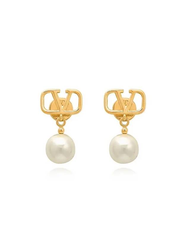 Valentino 5W2J0E36 UXM 0O3 J0E36 Garavani V logo pearl drop earrings - RED VALENTINO - BALAAN 1