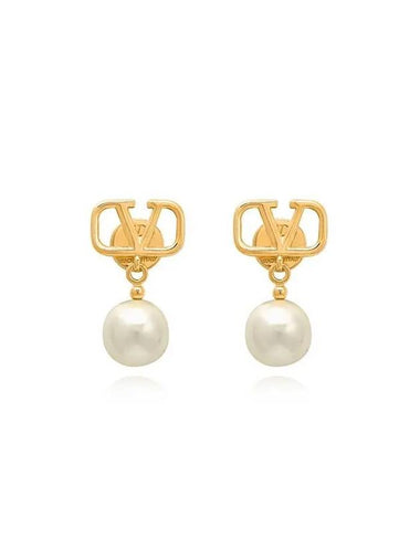 Valentino 4W2J0E36 UXM 0O3 J0E36 Garavani V logo pearl drop earrings - RED VALENTINO - BALAAN 1