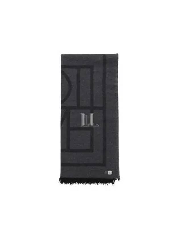 Monogram Wool Cashmere Scarf Black - TOTEME - BALAAN 2