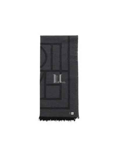 Monogram Wool Cashmere Scarf Black - TOTEME - BALAAN 2