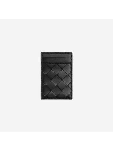 Intrecciato Magnet Leather Card Wallet Black - BOTTEGA VENETA - BALAAN 1