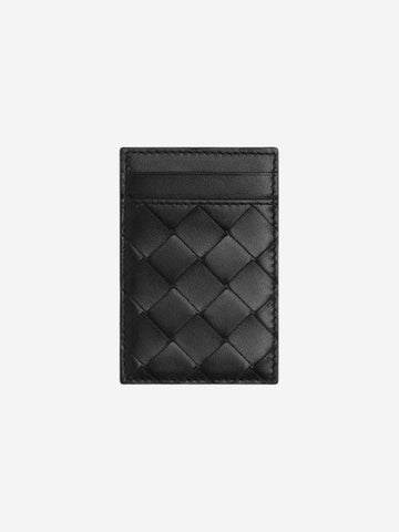 Intrecciato Magnet Leather Card Wallet Black - BOTTEGA VENETA - BALAAN 1