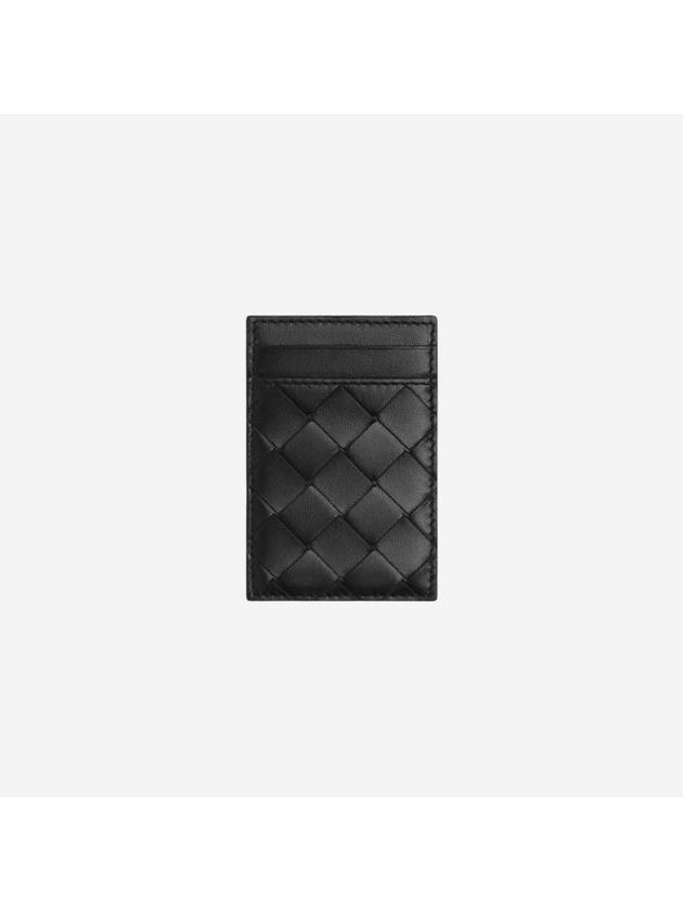 Intrecciato Magnet Leather Card Wallet Black - BOTTEGA VENETA - BALAAN 1