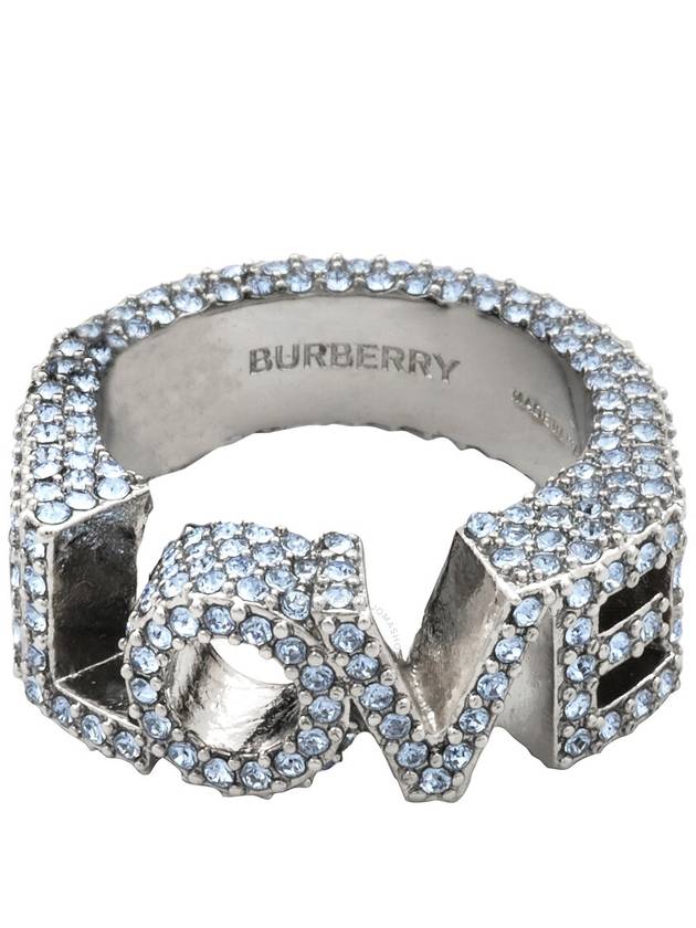 Burberry Crystal And Palladium-Plated Love Ring, Size Medium - BURBERRY - BALAAN 1