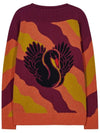 Wavy Line Swan Sweater Orange Burgundy - MSKN2ND - BALAAN 4