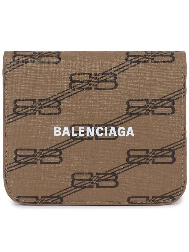 BB Monogram Coin Pocket Flap Half Wallet Brown - BALENCIAGA - BALAAN 2